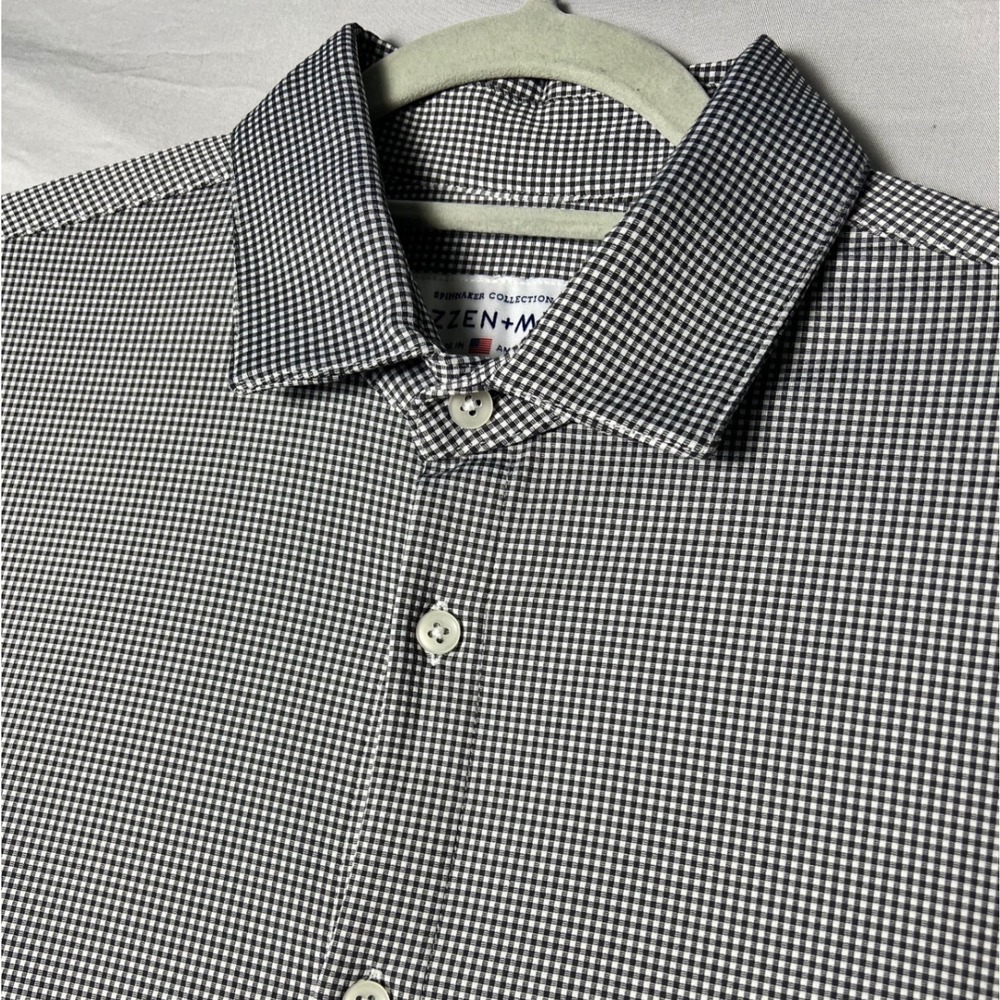 Mizzen+Main Spinnaker Gingham Performance Shirt Mens XL Standard Fit Black White